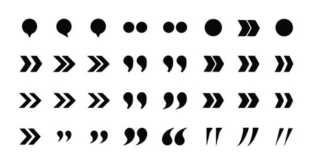 Best Collection of Unique Black Vector communication and Message Icons with Speech Bubbles and Quotation Marks for Design Projects and Creative Artwork
