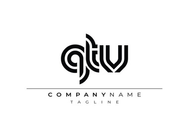 Fototapeta premium QTV Creative Unique Modern Letter Logo Design. Stylized logo featuring a unique letter design, presenting abstract minimalist aesthetics and modern appeal.