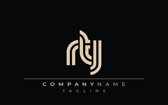 RTJ Creative Unique Modern Letter Logo Design. Stylized logo featuring a unique letter design, presenting abstract minimalist aesthetics and modern appeal.