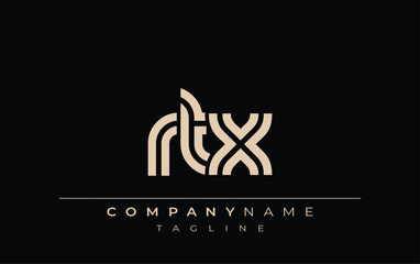 RTX Creative Unique Modern Letter Logo Design. Stylized logo featuring a unique letter design, presenting abstract minimalist aesthetics and modern appeal.