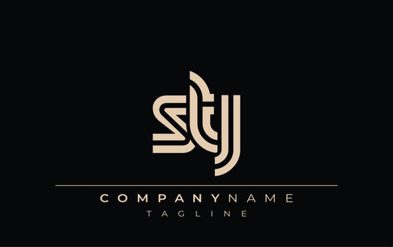 STJ Creative Unique Modern Letter Logo Design. Stylized logo featuring a unique letter design, presenting abstract minimalist aesthetics and modern appeal.