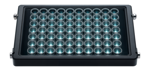 Pyrosequencing plate with wells containing visible luminescent reactions