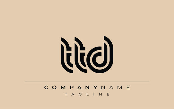 TTD Creative Unique Modern Letter Logo Design. Stylized logo featuring a unique letter design, presenting abstract minimalist aesthetics and modern appeal.