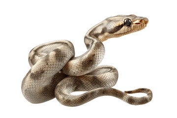 Obraz premium PNG Coiled python snake with textured scales on white background