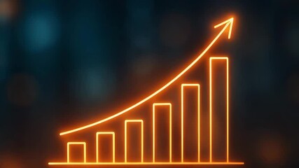 This image depicts a glowing orange graph with an upward trend, symbolizing growth, success, and financial increase in a modern business environment. - Powered by Adobe