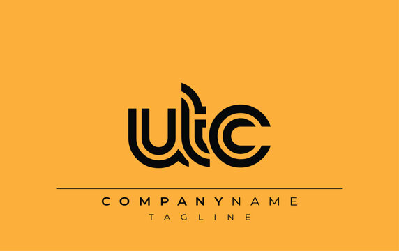 UTC Creative Unique Modern Letter Logo Design. Stylized logo featuring a unique letter design, presenting abstract minimalist aesthetics and modern appeal.