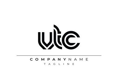 VTC Creative Unique Modern Letter Logo Design. Stylized logo featuring a unique letter design, presenting abstract minimalist aesthetics and modern appeal.