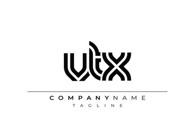 VTX Creative Unique Modern Letter Logo Design. Stylized logo featuring a unique letter design, presenting abstract minimalist aesthetics and modern appeal.