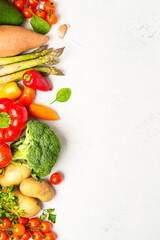 Fresh vegetables on white background.