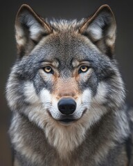 Fototapeta premium Intricate Wolf Face Design. A Bold Representation of the Wild Grey Predator in Nature