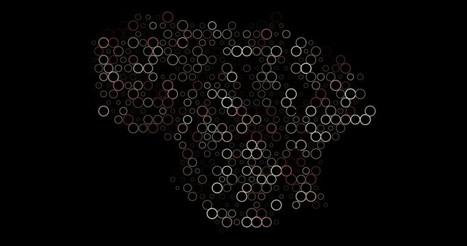 Lithuania Map With Breathing Colorful Dots