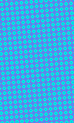 A seamless pattern with teal diamonds and circles on a periwinkle background for use in digital projects and textile design.