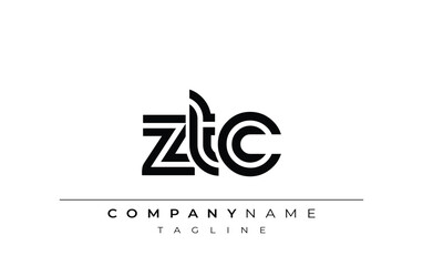 ZTC Creative Unique Modern Letter Logo Design. Stylized logo featuring a unique letter design, presenting abstract minimalist aesthetics and modern appeal.