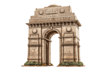 PNG Historic india gate monument isolated on black background