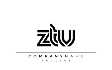 ZTV Creative Unique Modern Letter Logo Design. Stylized logo featuring a unique letter design, presenting abstract minimalist aesthetics and modern appeal.