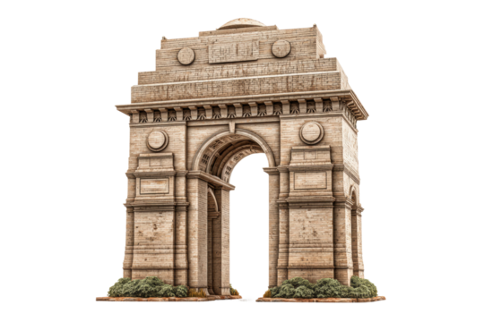 PNG Historic india gate monument isolated on black background