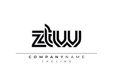 ZTW Creative Unique Modern Letter Logo Design. Stylized logo featuring a unique letter design, presenting abstract minimalist aesthetics and modern appeal.