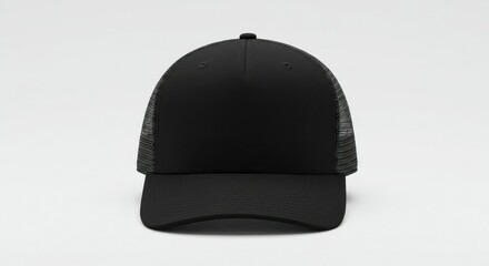 Black adjustable trucker cap