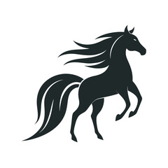Graceful Horse With Wind Blown Tail Silhouette