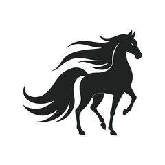 Horse With Flowing Tail In Wind Silhouette