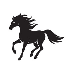 Galloping Horse With Flying Mane Silhouette
