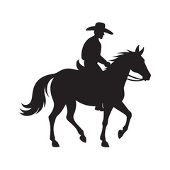 Horse Rider In Cowboy Hat Silhouette