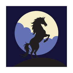 Dramatic Black Silhouette Of Rearing Horse