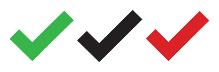 A red check mark and a green check mark side by side on a white background.