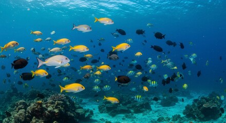 Fototapeta premium Vibrant coral reef teeming with fish (2)