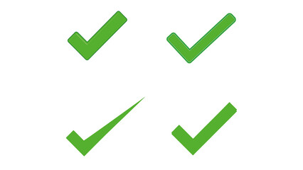 Green Checkmark Icons, Four Variations for Design Projects