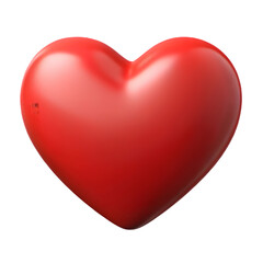 A large red heart shape is isolated on transparent background