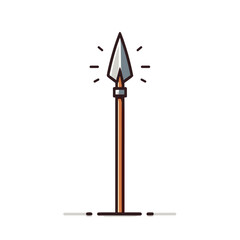 Medieval metal spear with sharp tip in simple cartoon style. Ideal for ancient warfare exhibitions, historical weapon collections or combat equipment illustrations.