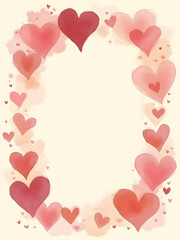 Watercolor Red Heart Frame with Soft Gradient on Cream Background