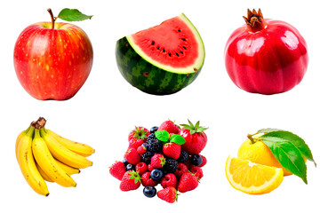 Fresh fruits including apple, watermelon, pomegranate, and berries for World Vegan Day  