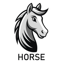 Elegant Horse Head Logo Design in Silver and Black for Branding