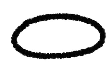 A black oval shape is isolated on transparent background