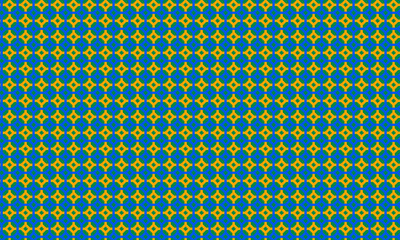 Seamless diamond circle pattern creates a vibrant blue and gold background for versatile design projects with an appealing geometric style.