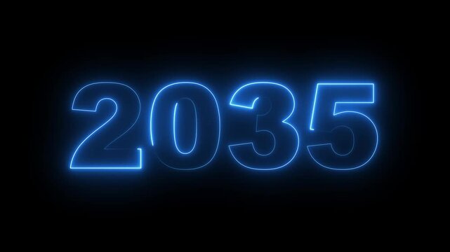 2035 neon line text. Abstract 2035 neon text animation, Glowing neon number text background. video animation . important year, important date 2035. Educational mathematics 2035 animation.