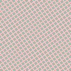Geometric harmony creates a captivating tile pattern with shades of turquoise and coral in a seamless repeating design.