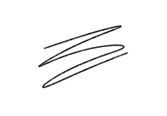 A black scribble line is isolated on transparent background
