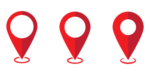 Location pin icon set. Map navigation line style symbol. Gps location sign