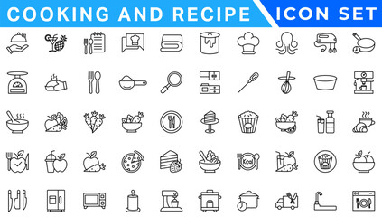 Premium Cooking and Recipe Icons – Line, Outline, Minimal, Vector – Kitchen, Chef, Food, Baking, Restaurant UI Icons