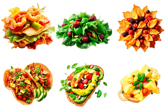 Colorful vegan dishes arranged creatively for World Vegan Day   - Powered by Adobe