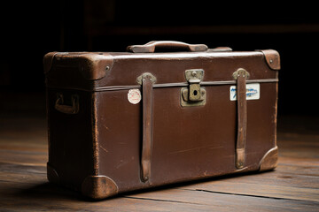 Old suitcase with travel stickers sparks adventure memories