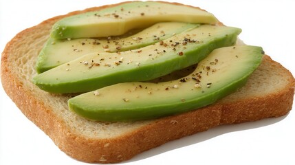 Fresh avocado slices on toast garnished with spices make a vibrant, healthy snack, Ideal for food blogs, recipe books, or wellness content promoting plant-based diets,