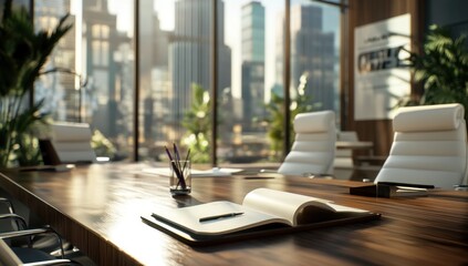 Modern Office Conference Room with City View