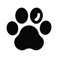 Bold Black Vector Silhouette Icon Set for Pet Paw Prints