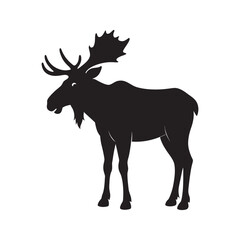 Silhouette Of Moose With Damaged Antler