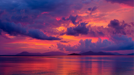 Fototapeta premium Tropical Sunset Over Ocean Horizon