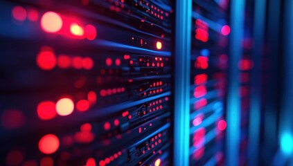 Data Center Servers with Network Lights.